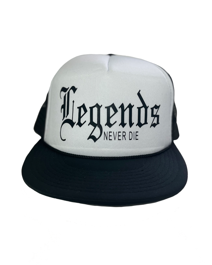 Legends Never Die Trucker Hat White/Black